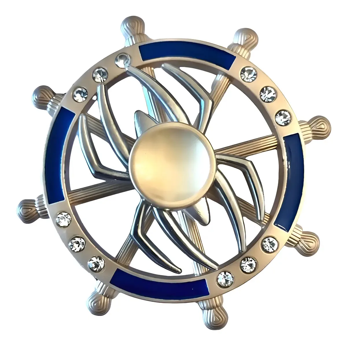 Fidget Spinner Fidget Toy Metal Prateado Azul Brilhante com Luzes Aranha