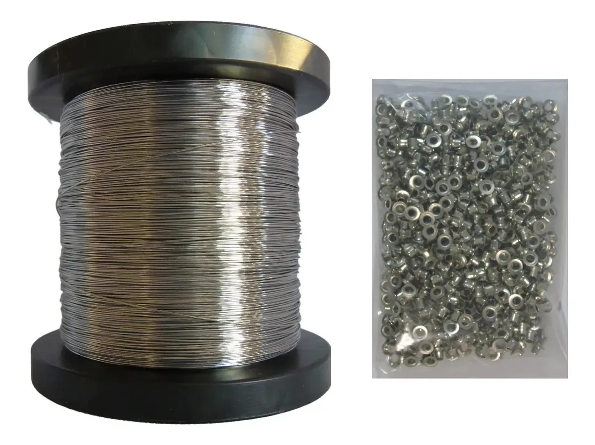 Arame Aço Inox 348m + 1000 Ilhós Apicultura 0,45mm Para Agricultura