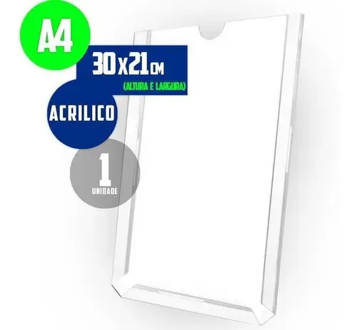 Display Expositor Acrílico Folheto A4 Mesa Balcão Vertical