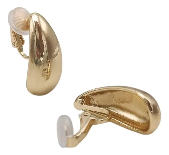 Brincos Gota Espelho Earcuff Sem Perfuração Banhado a Ouro 18k