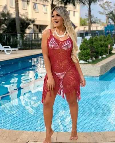 Saída Praia Tricô Franja Sophia Cor 3707 Tamanho Único