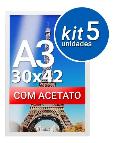 Moldura Branca Kit 5un Para Quadros Certificados Com Acetato