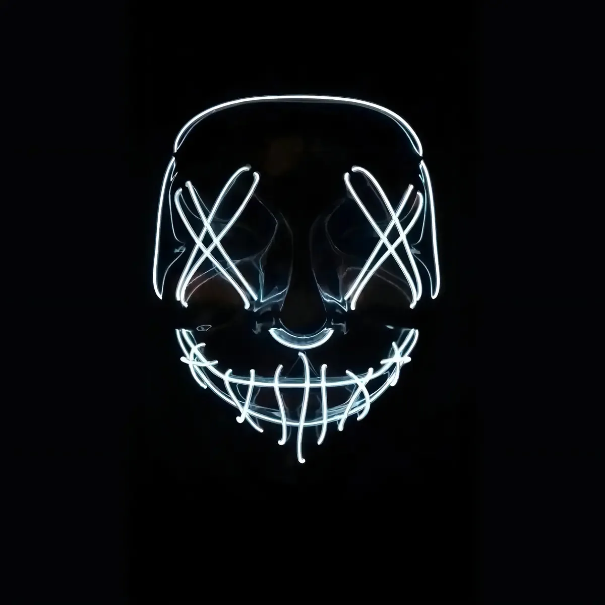 Máscara Led Halloween Cosplay Led Muda De Cor Cor Branco
