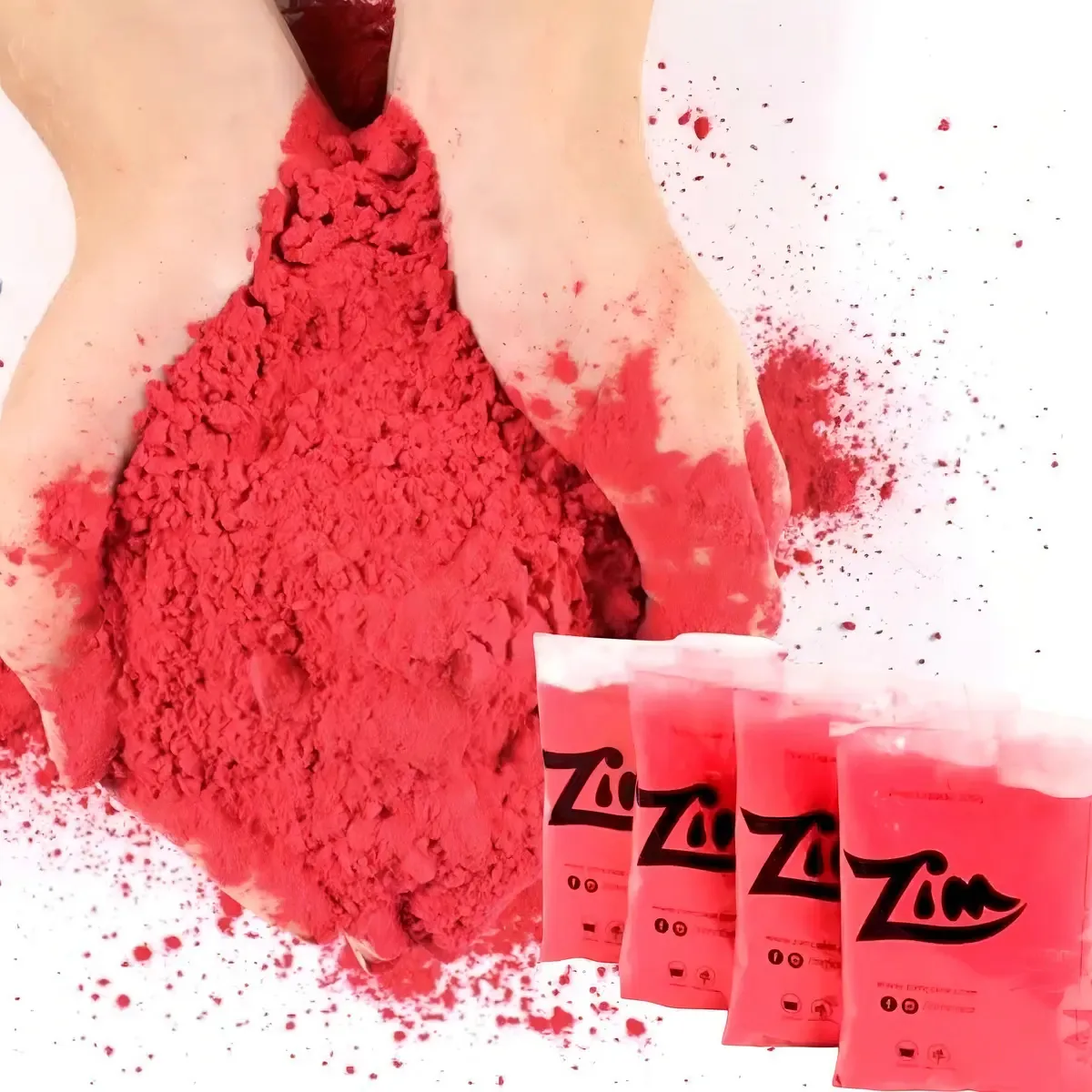 Pó Colorido Vermelho Zim Color Festa Holi Fotografia Kit 4 Unid 100g