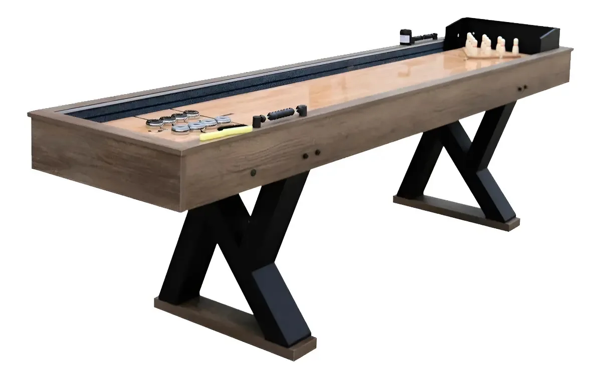 Mesa de shuffleboard iluminada de 9 pés com luzes LED e conjunto Bo