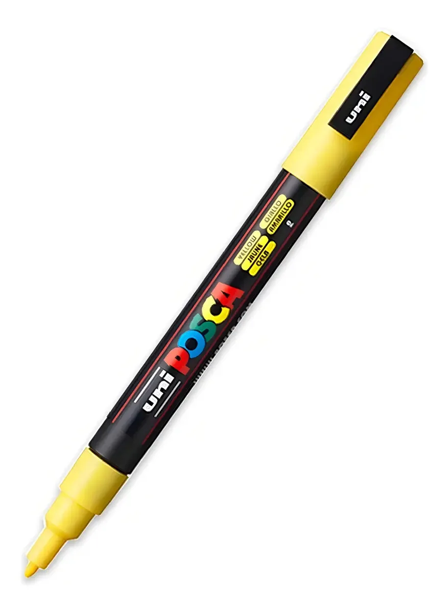 Canetinha Marcadora Abelha Rainha Posca PC-7M Cor Amarelo Apicultura