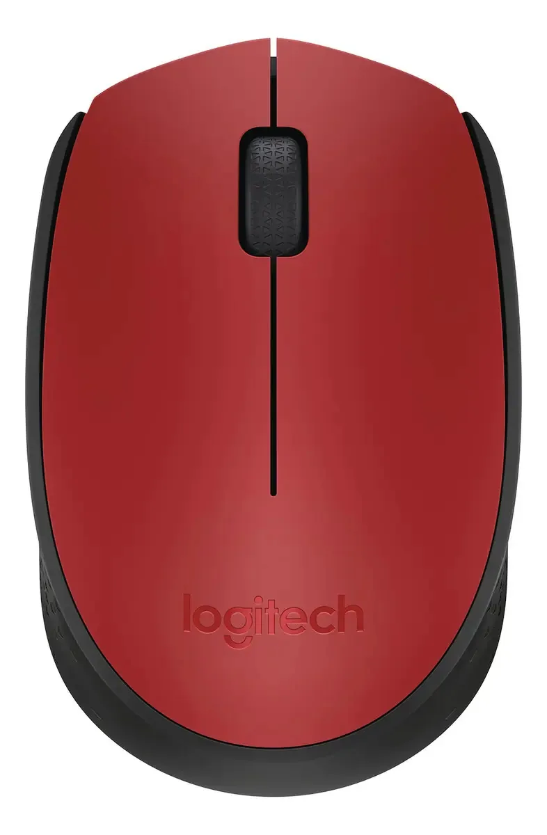 Mouse sem fio de caixa aberta Logitech M170 vermelho e preto