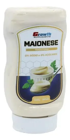 Maionese Growth 0 Zero Açucar E Sodio Lanche Saudavel 350gr