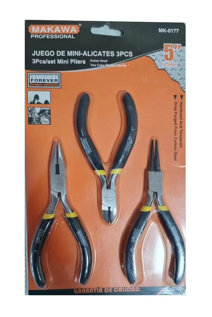 Conjunto de mini alicates - 5 polegadas - 3 peças - Makawa