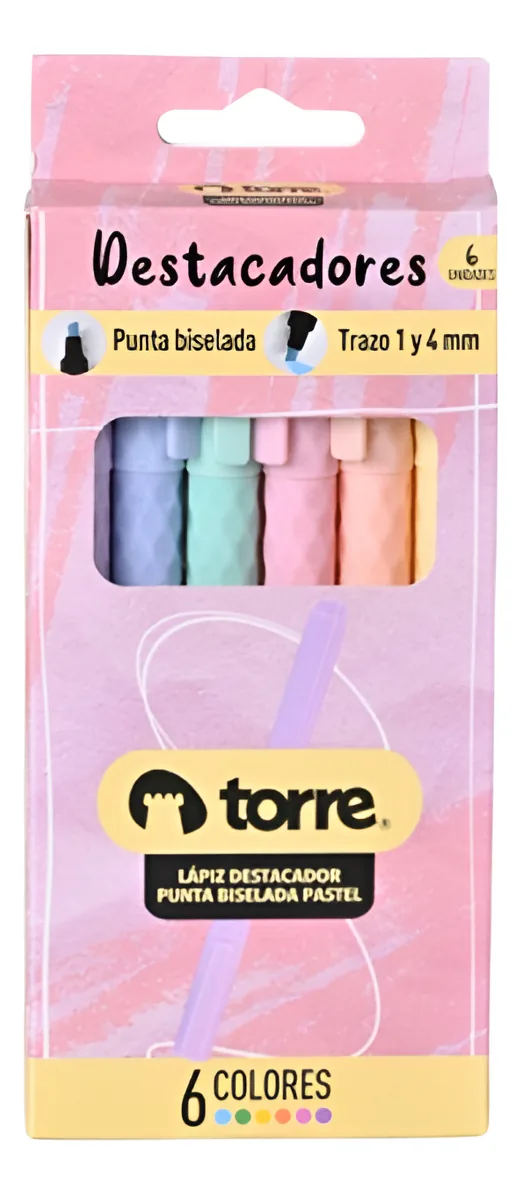 Blister 6 Marcadores Tipo Lápis Pastel Torre