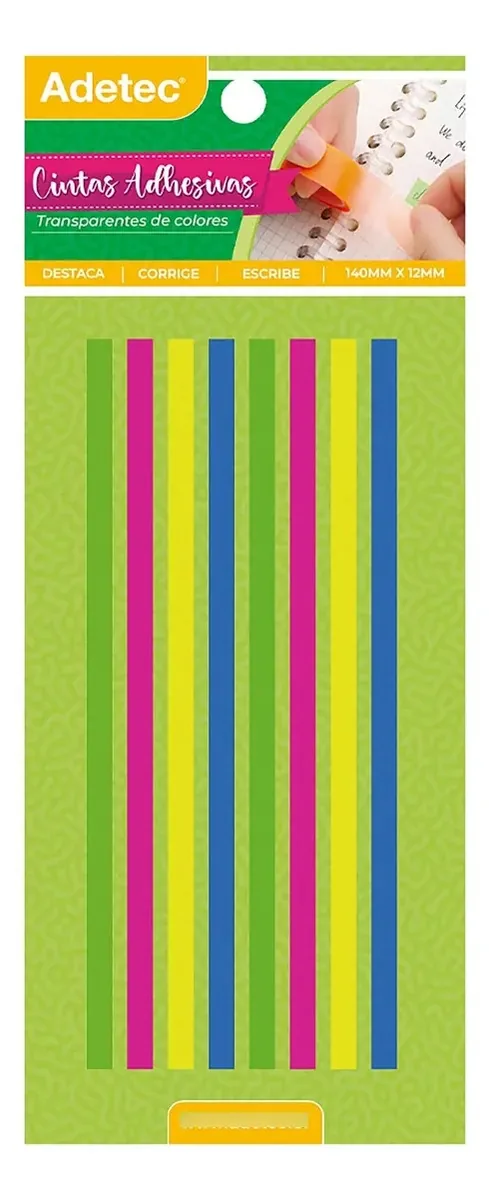 Nota adesiva: fitas adesivas para marca-texto Adetec, cores fluorescentes