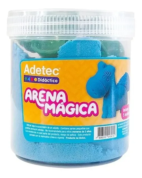 Magic Sand 450gr+6 moldes para animais Adetec, cor azul