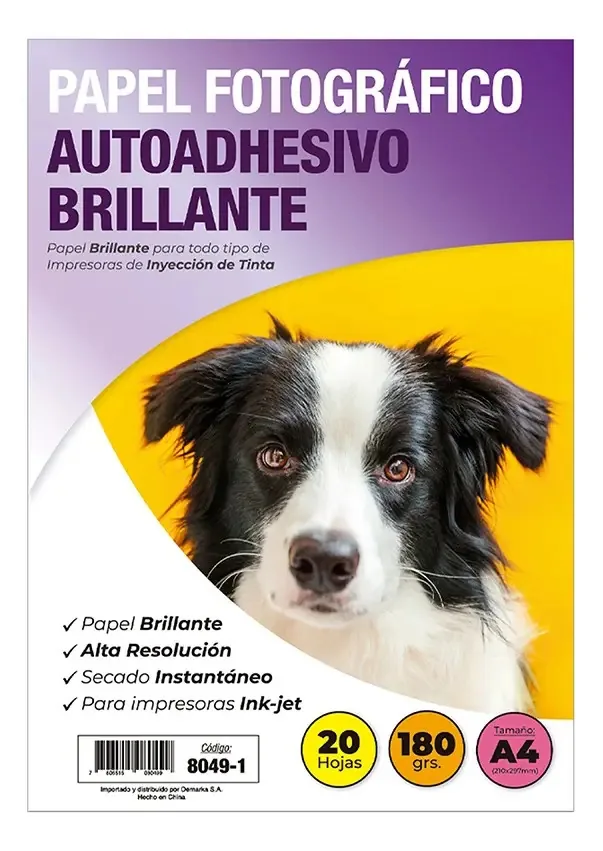 Papel fotográfico A4 autoadesivo brilhante 180gr 20 folhas