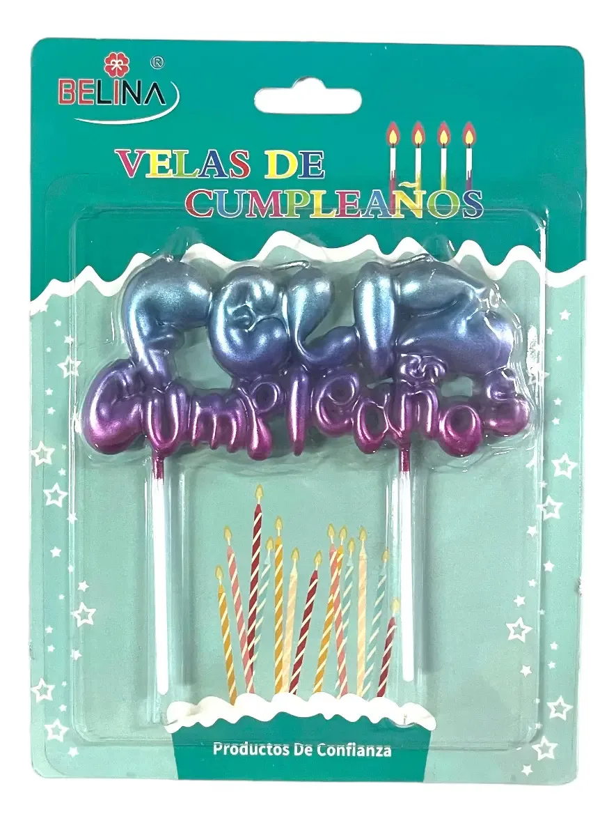 Conjunto de velas roxas de feliz aniversário