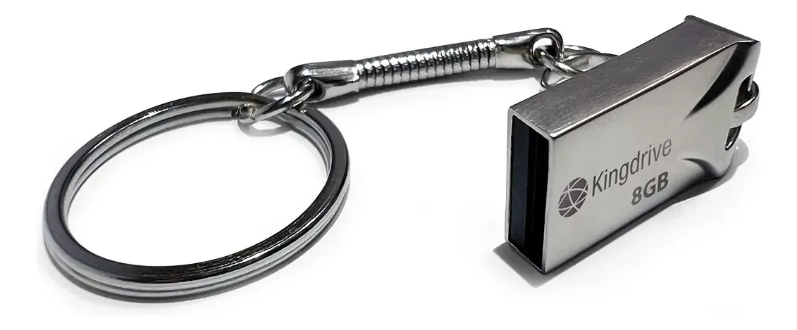 Pen Drive 8GB USB KingDrive Cinza-Escuro Metal Chaveiro