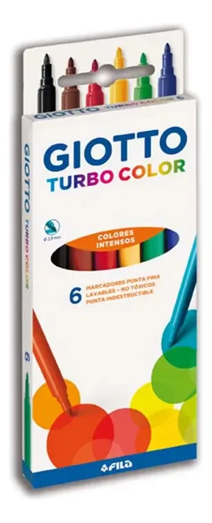 Marcadores escolares italianos Giotto Turbo X6 Colors