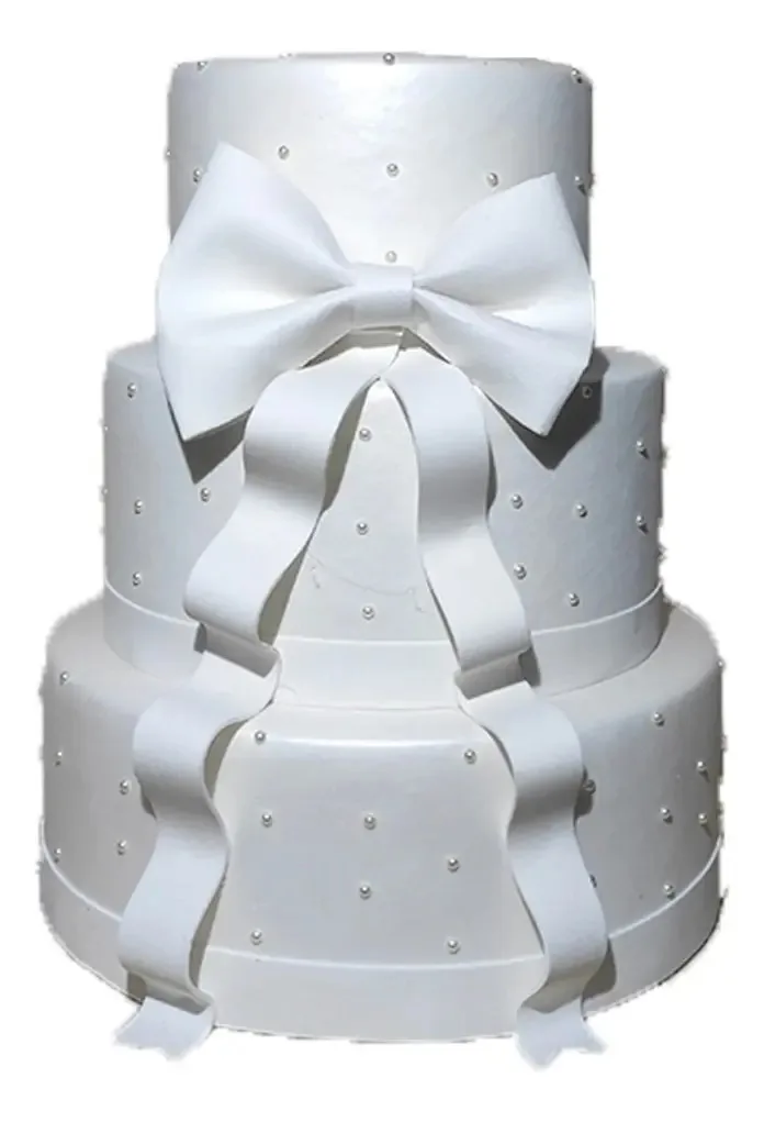 Bolo Fake / Falso Casamento / Noivado Branco Super - Luxo
