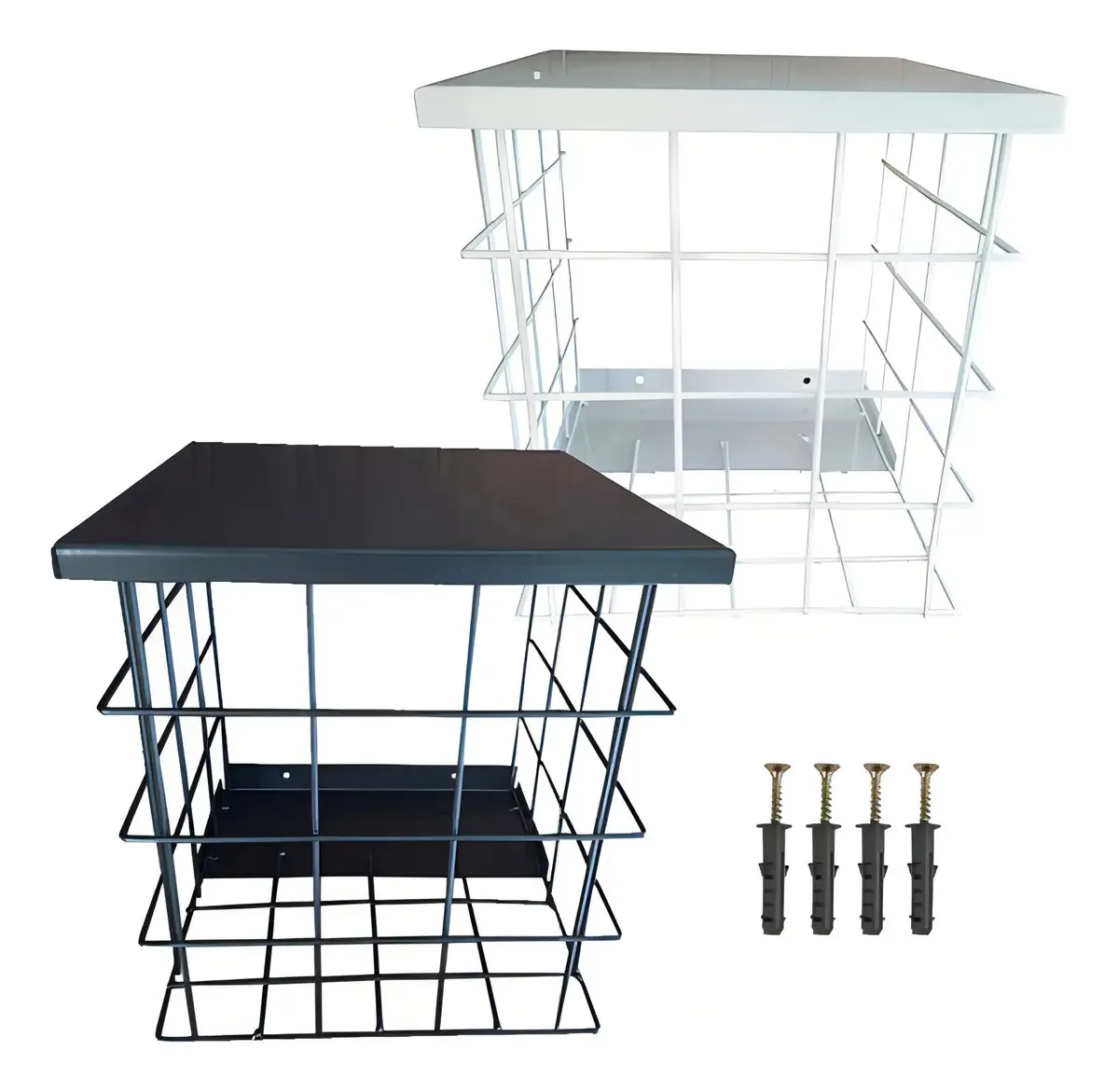 Kit 3 Grade Para Câmera Segurança Proteção Gaiola Quadrada Cor Branca