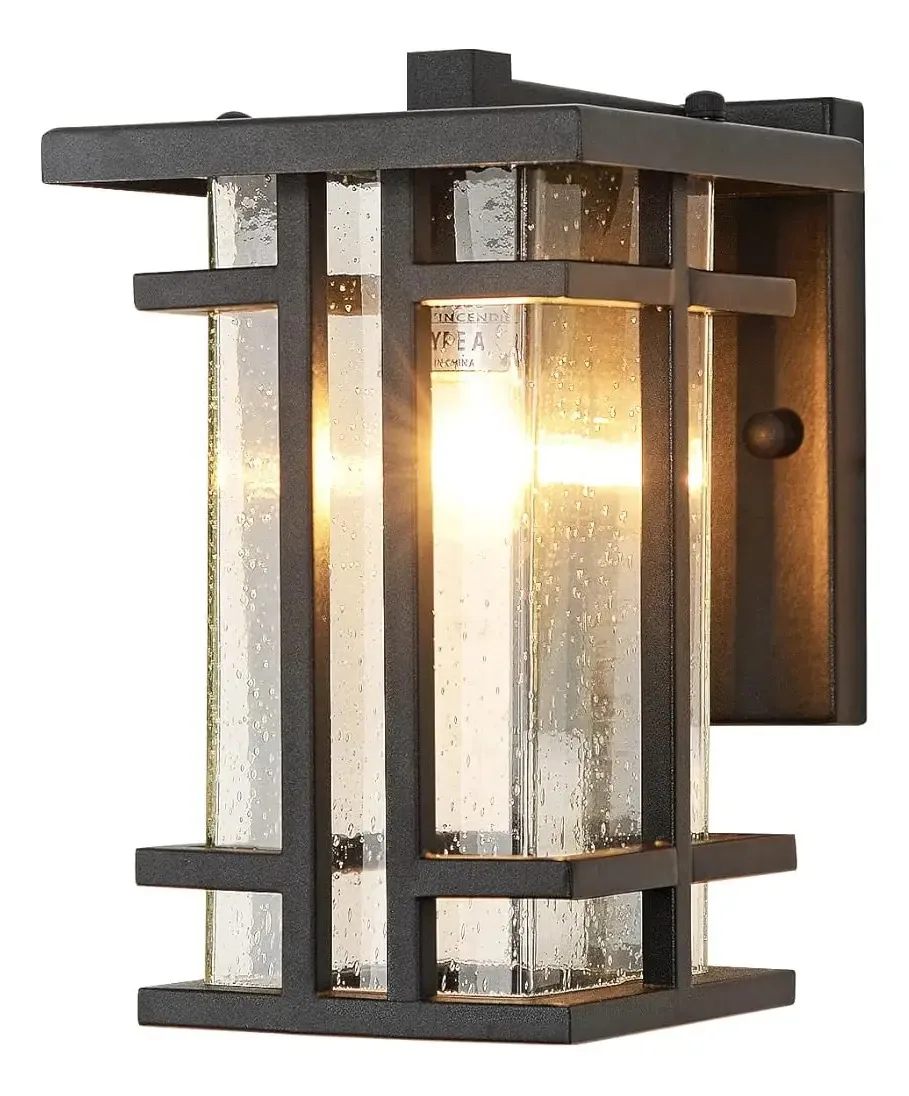 Luz de parede exterior retrô Lâmpada de parede externa pequena com transparente