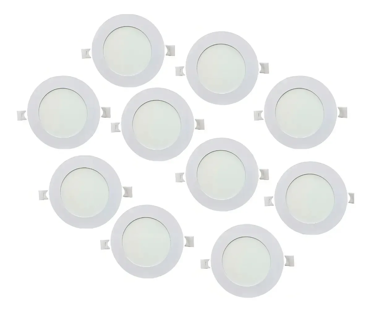 Pacote X 10 painéis LED redondos embutidos em estrutura fria de 6w