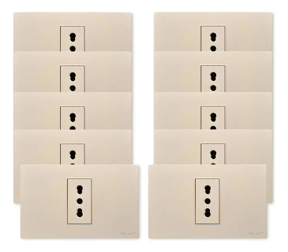 Pacote: 10 tomadas elétricas metálicas simples, cor dourada 16a