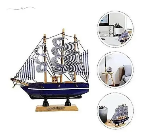 Enfeite Decorativo Navio Mediterraneo Mar Quarto Menino Azul