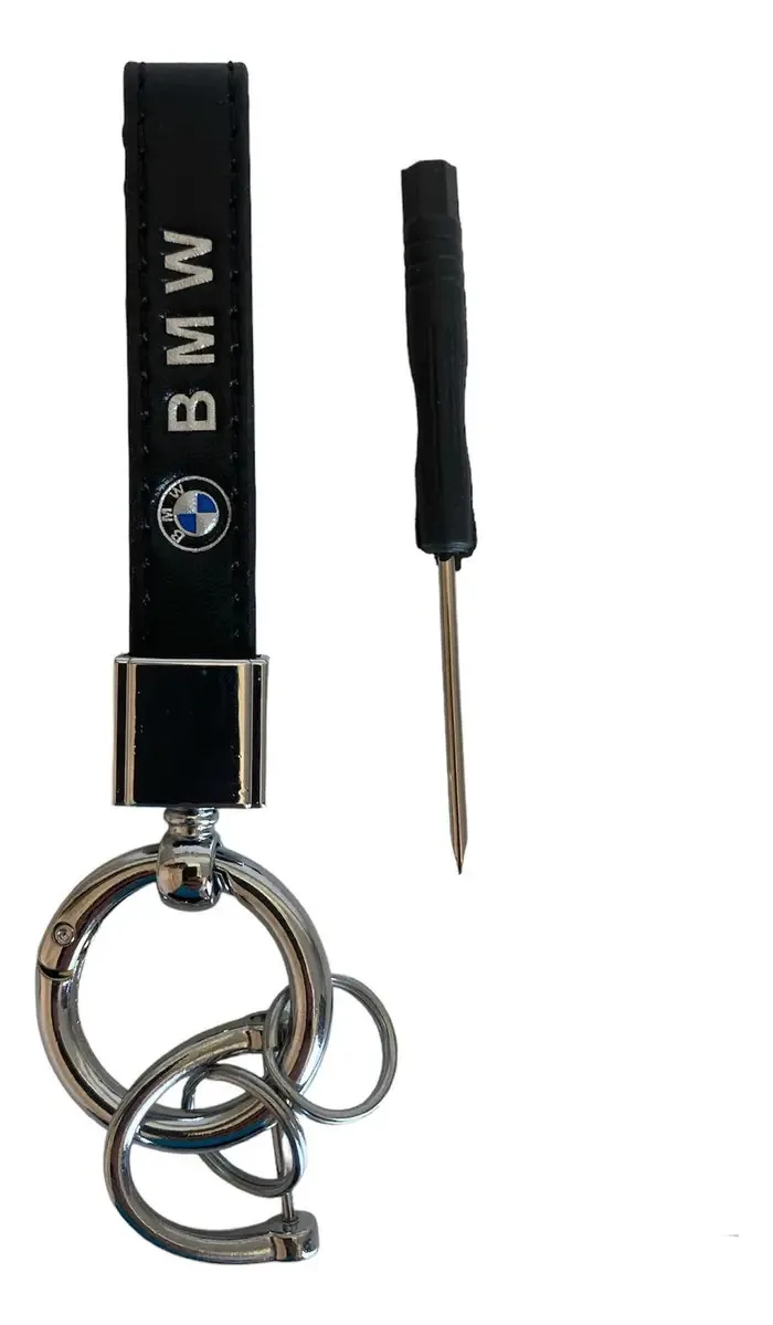 Chaveiro Bmw Em Metal E Couro Giratorio 320i 325i 540i 740i Com Chave Fenda