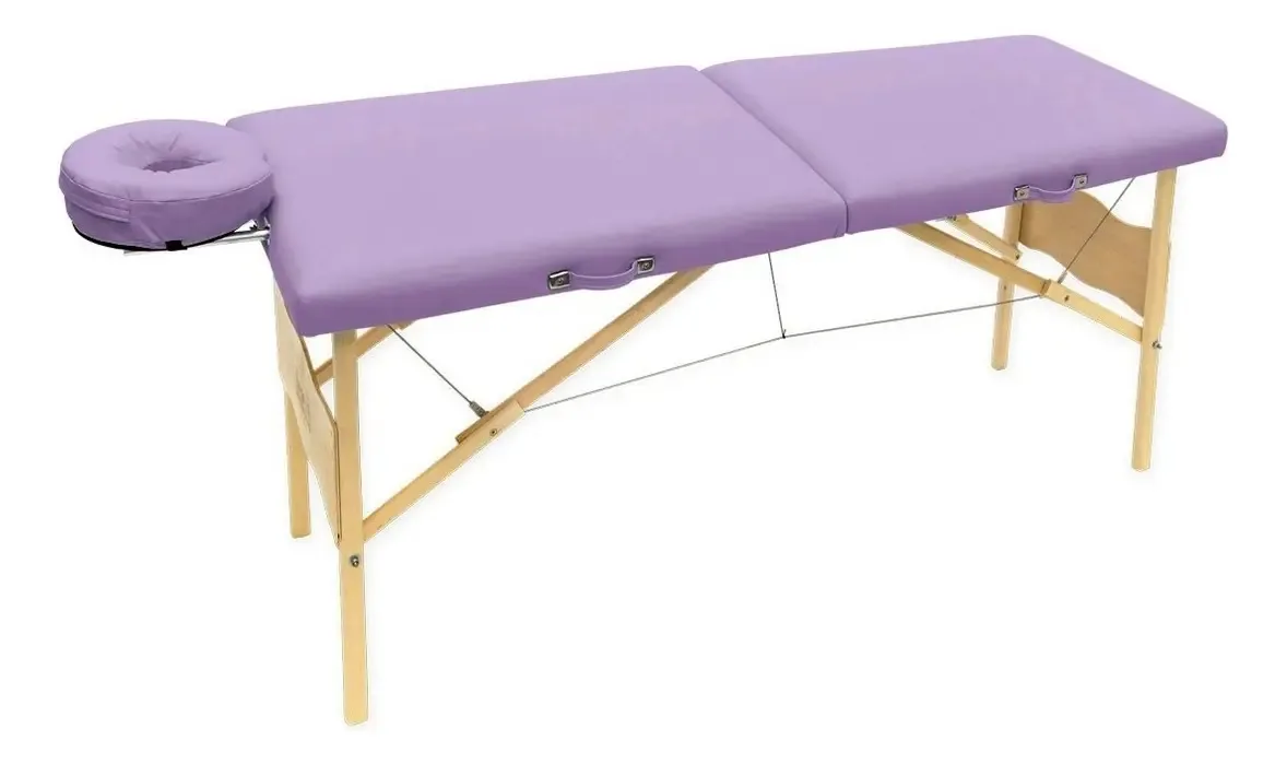 Maca Portátil Legno Vega Lilás Madeira Couro Sintético Massagem Tatuagem