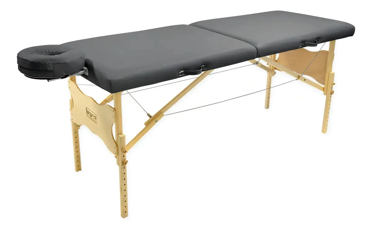 Maca Portátil Legno Cinza 80cm Cabeceira Ajustável Para Massagem Spa