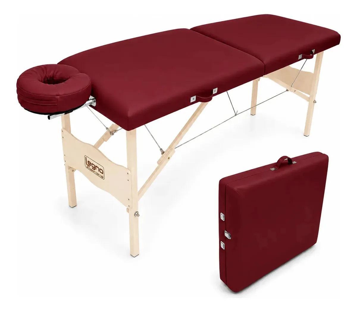 Maca Portátil Legno Vega Massagem e Tattoo 180x65cm Bordô 300kg