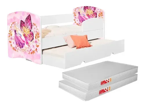 Bicama Iantil Bela Com 2 Colchões - Imediato Cor Butterfly Branco
