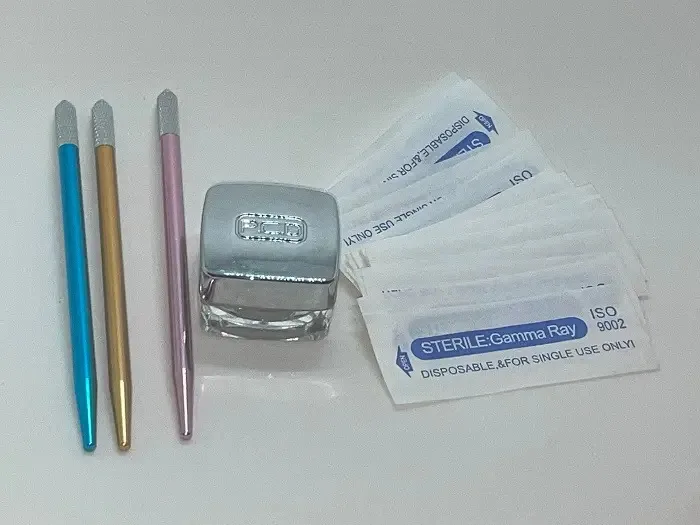 3 Canetas Microblading + 10 Lâminas + Pigmento Em Pasta Pcd Cor Azul dourado rosa marrom