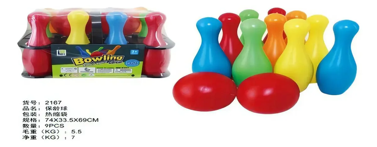 Conjunto de 12 peças de boliche