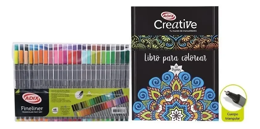 Conjunto de livros Mandala + 48 marcadores Finelineer/torogoz
