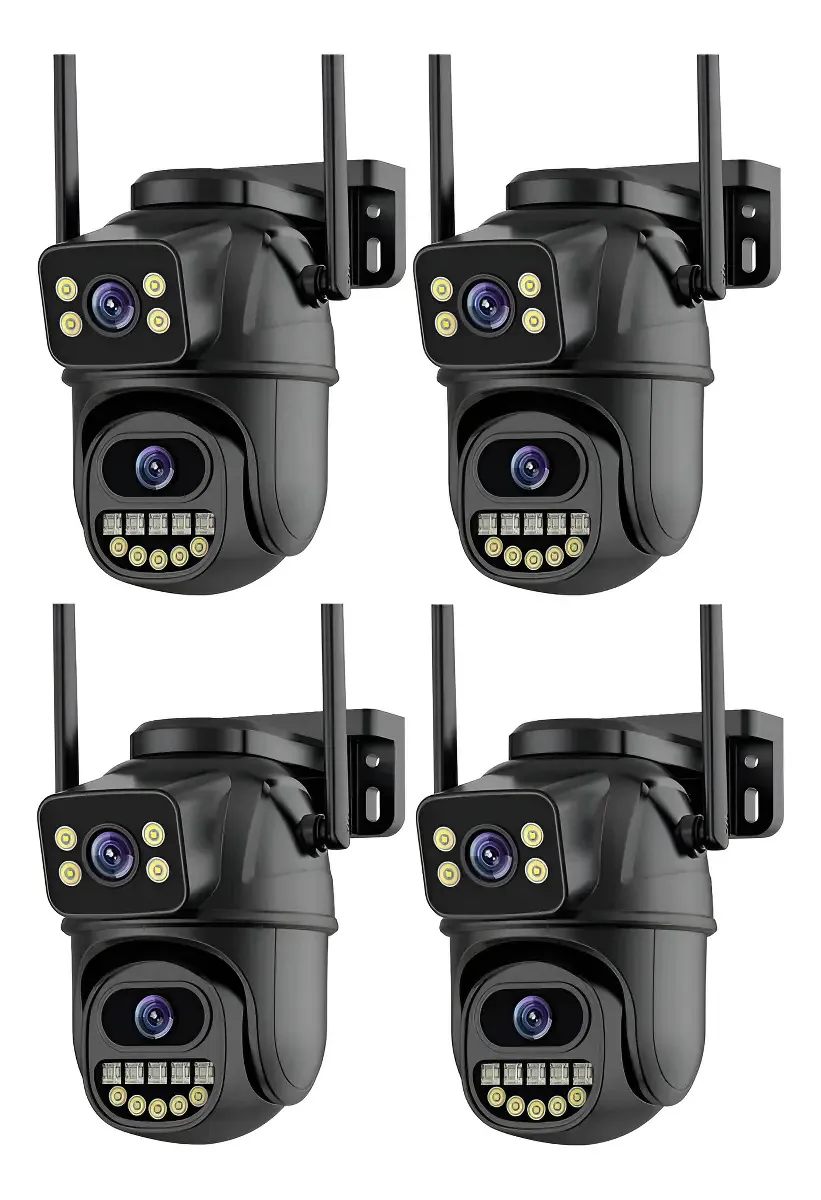 Kit 4 Câmera Segurança Ip A33 Lente Dupla 6mp Cor Preto