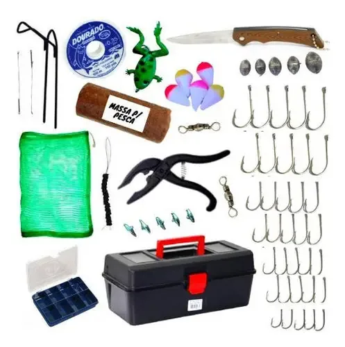 Kit Pesca Completo Sekyped Azul de 30cm com Acessórios e Massa Pronta
