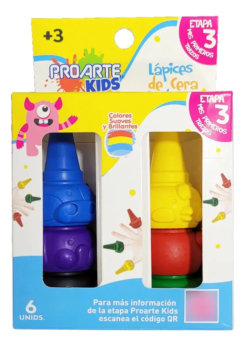 Lápis de cera de cera Finger 6 cores Proarte Kids Color