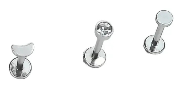 Conjunto de piercings de aço cirúrgico Nostril Labret Luna Spot Light Color modelo 3