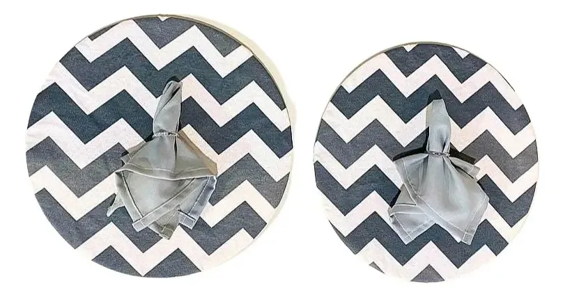 Kit 4 Sousplat E Guardanapo Decorativo Mesa Zig Zag Cinza