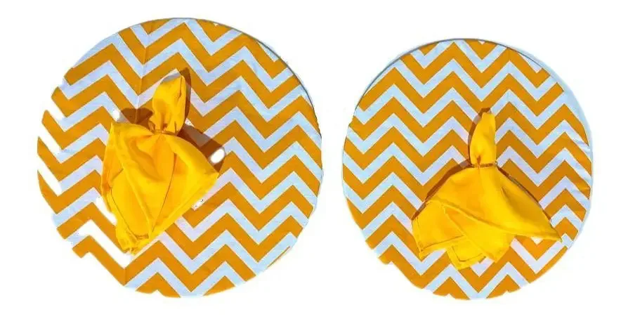 Kit 4 Sousplat E Guardanapo Decorativo Mesa Zig Zag Amarelo