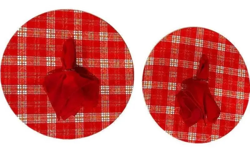 Kit 6 Sousplat E Guardanapo Decorativo Mesa Xadrez Vermelho