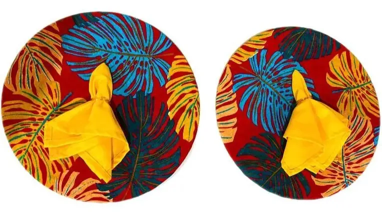 Kit 6 Sousplat E Guardanapo Decorativo Mesa Folhas Colorido