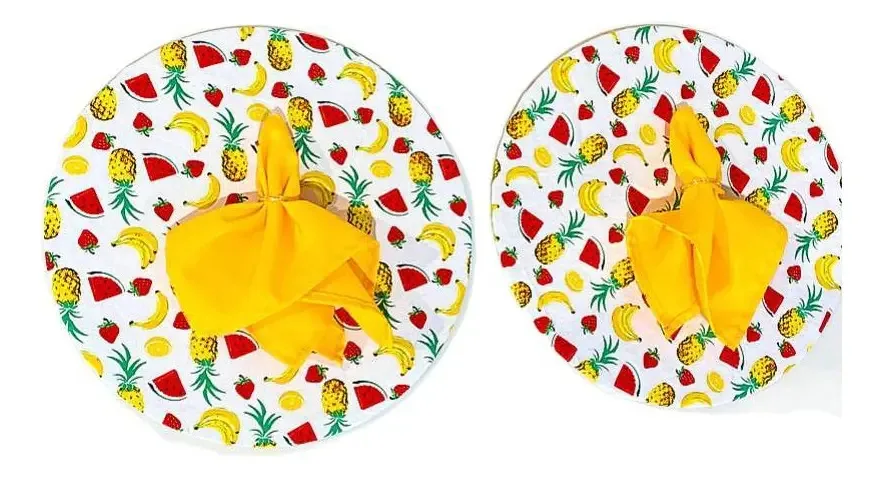 Kit 6 Sousplat E Guardanapo Decorativo Mesa Frutas