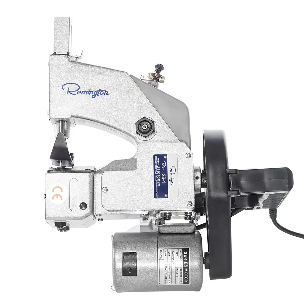 Máquina manual para fechar sacos Remington Rt26-1 (sacos de tecido, sacos de papel kraft, plástico grosso e outras embalagens)