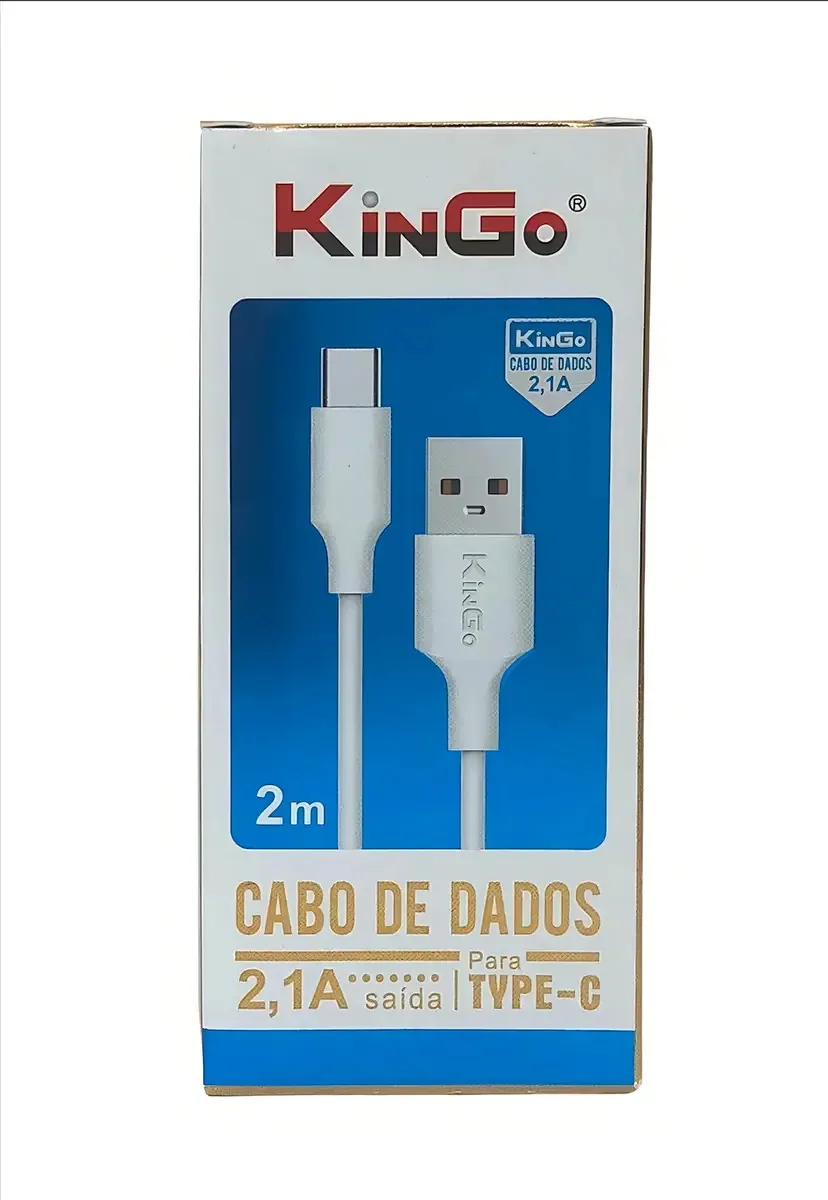 Cabo de Dados e Carga Type C KinGo 2m Branco