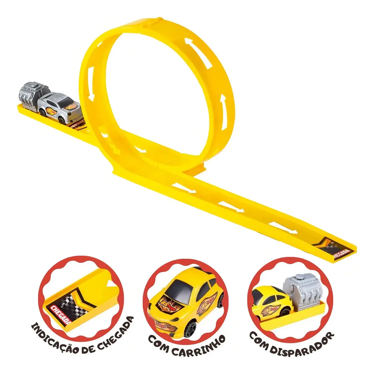Brinquedo Infantil Lançador De Carros Looping Street Bs Toys Cor Amarelo