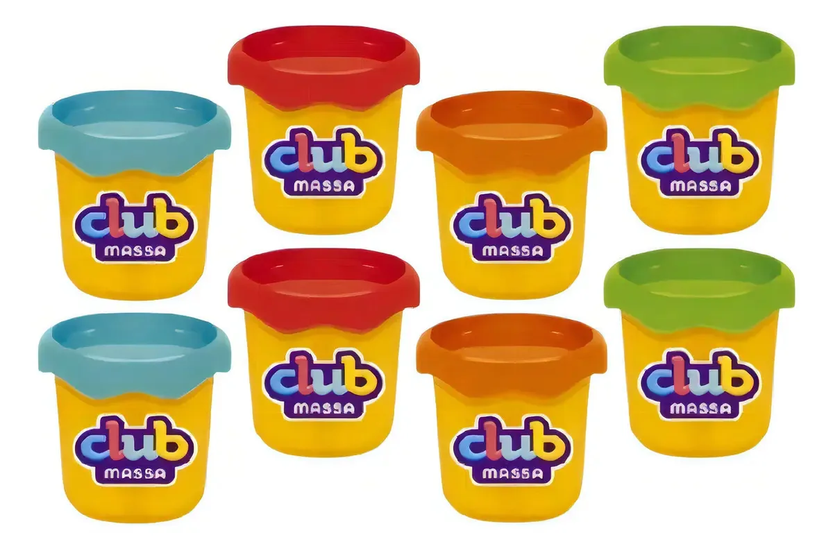 Kit De Oito Pote De Massinhas Club Massa Usual Brinquedos