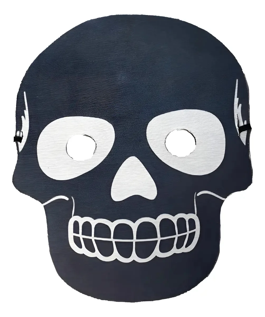 Máscara Caveira Esqueleto EVA Halloween Preto Metade Rosto Fantasias Carol EF