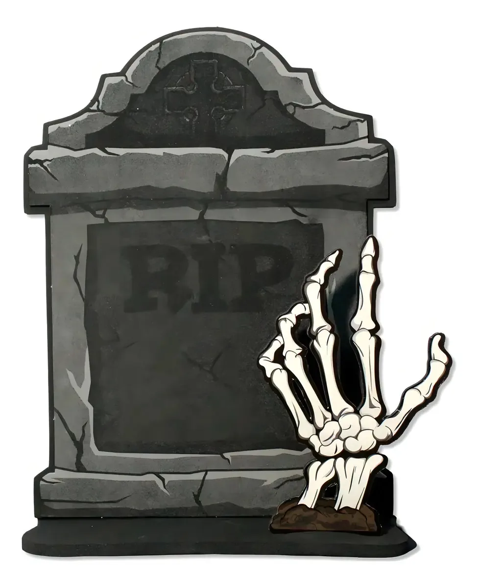 Cemitério Halloween Lápide E Mão De Caveira Decoração Mesa