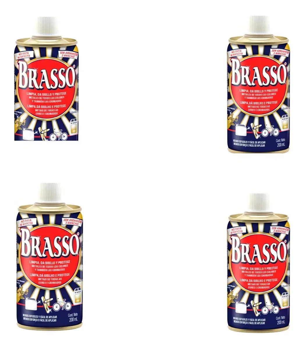 Kit 4 Polidor De Metais Brasso 200ml